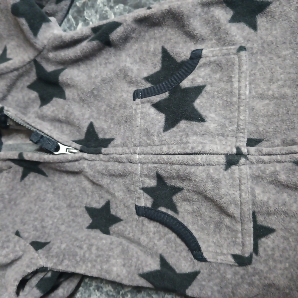 Gray Star Patterned Hooded PJ'S - Picture 3 of 4